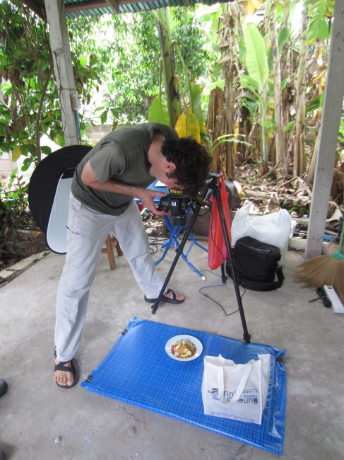 Austin Bush photographs the dishes for the Pok Pok Cookbook