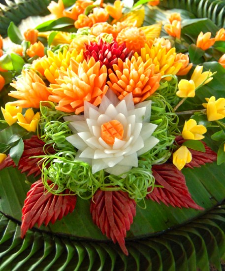 Elaborate Carved Vegetable Kratong