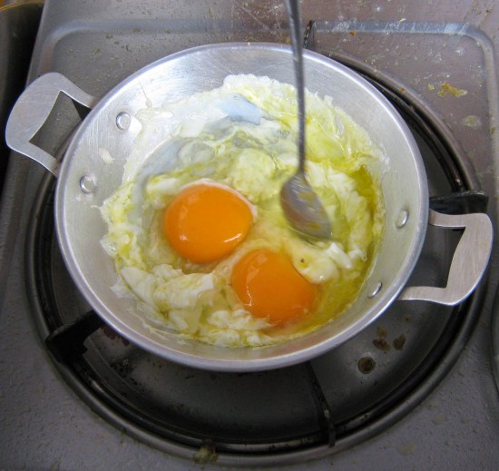 Frying pan egg in Nong Khai