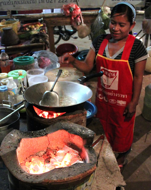 Cooking on a charcoal stove