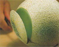 Slice off the end of the cantelope