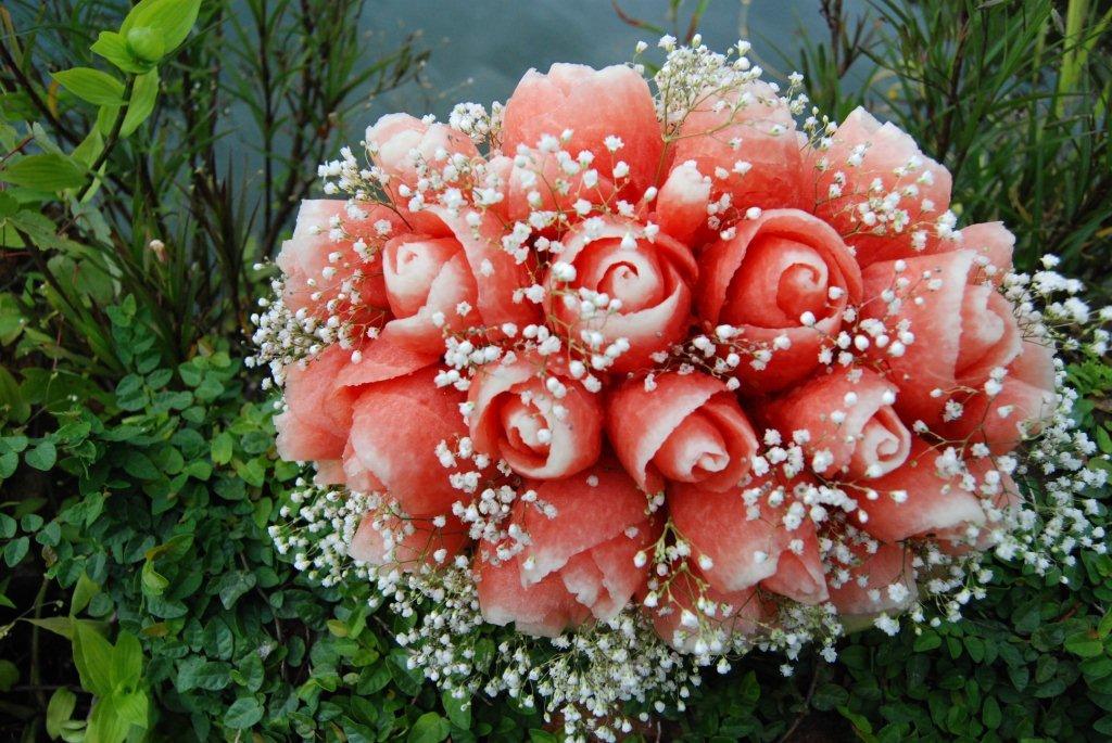 Carved Watermelon Floral Wedding Bouquet