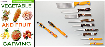 Step-by-Step Vegetable & Fruit Carving Book with Kom-Kom Garnishing Set