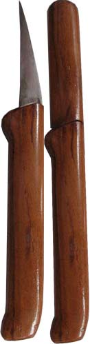 Wood handled carving knife with and without cover