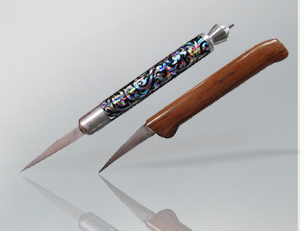 Set: Thai Flexible Knife &amp; Carving Knife in Wood Sheath