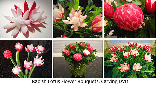 Radish Lotus Flowers Bouquet Carving