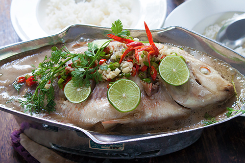 Thai Fish Steamed with Chili & Lime