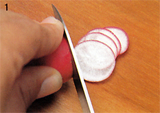 Radish Carving Step 1