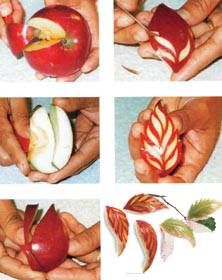 Apple leaf carving step by step
