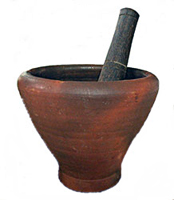clay mortar and pestle