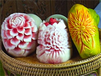 Carved Melon and Watermelon Display