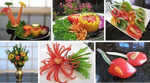 Vegetable Carving with Peppers