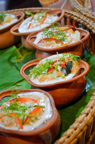 Curried Mousse of Red Snapper in Banana Leaf