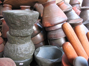 Mortar and pestles in Thai market