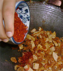 Stir-fry Tofu, Chilies, Turnip