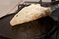 Roti on the hot plate