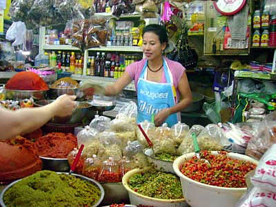 Selling Curry Paste in the Market