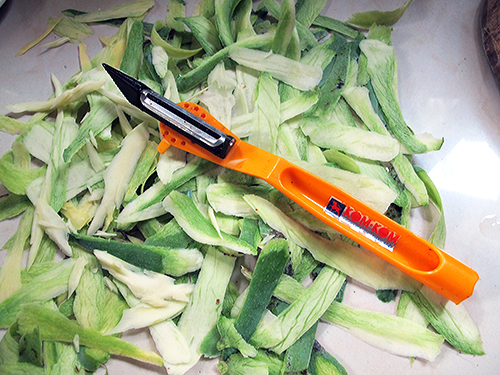 Peeling the Mango for Thai Mango Salad