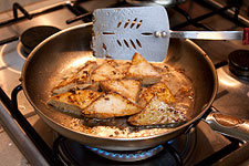 Fry the tofu in hot oil